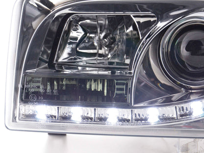 Scheinwerfer Set Daylight LED TFL-Optik VW Bus Typ T4 Bj. 90-03 chrom