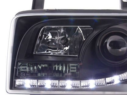 Scheinwerfer Set Daylight LED TFL-Optik VW Bus T4 Bj. 90-03 schwarz