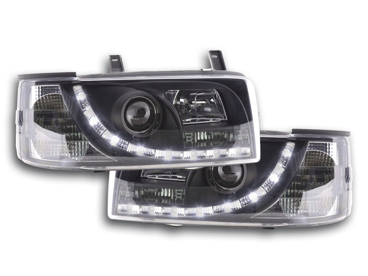 Scheinwerfer Set Daylight LED TFL-Optik VW Bus Typ T4 Bj. 90-03 schwarz