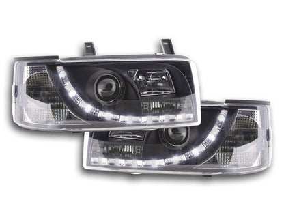 Scheinwerfer Set Daylight LED TFL-Optik VW Bus Typ T4 Bj. 90-03 schwarz