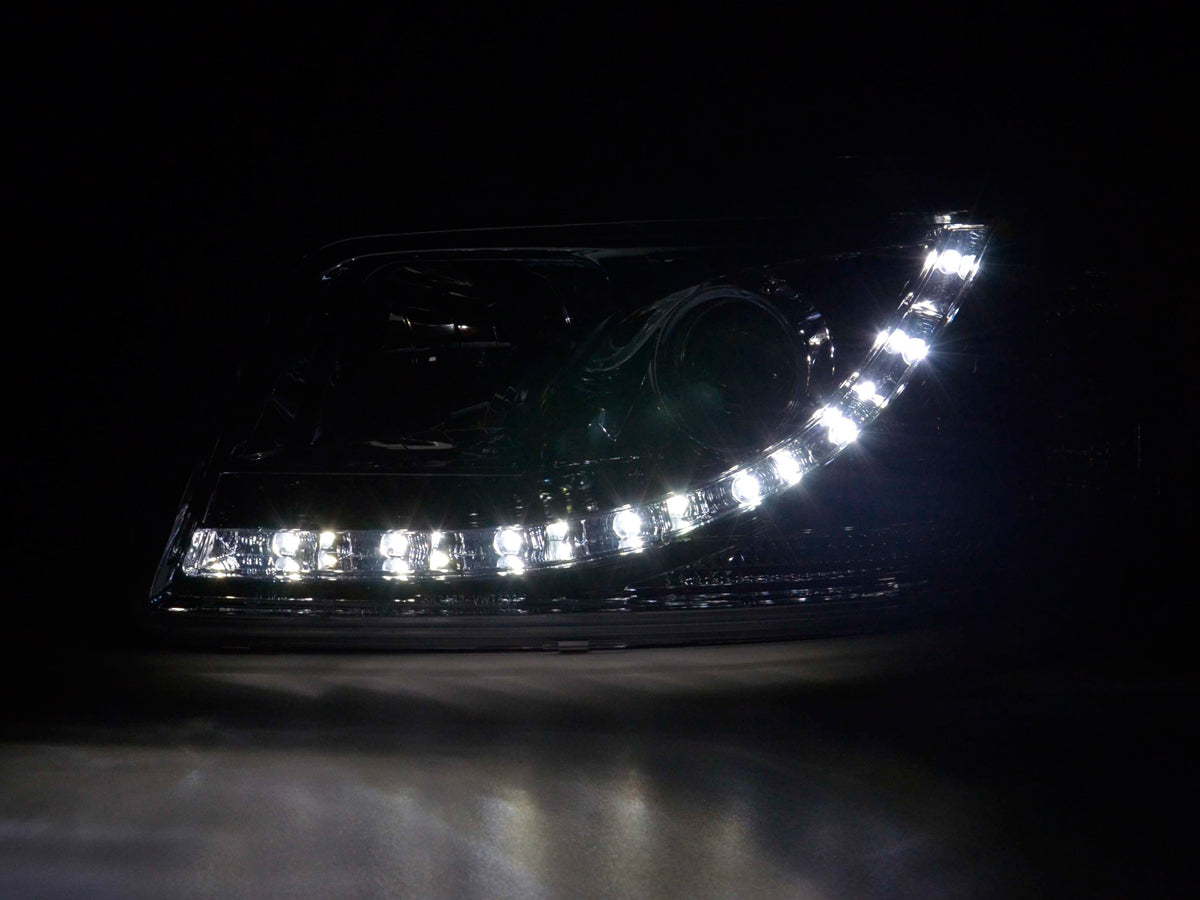 Scheinwerfer Set Daylight LED TFL-Optik VW Bus T5 Bj. 03-09 chrom