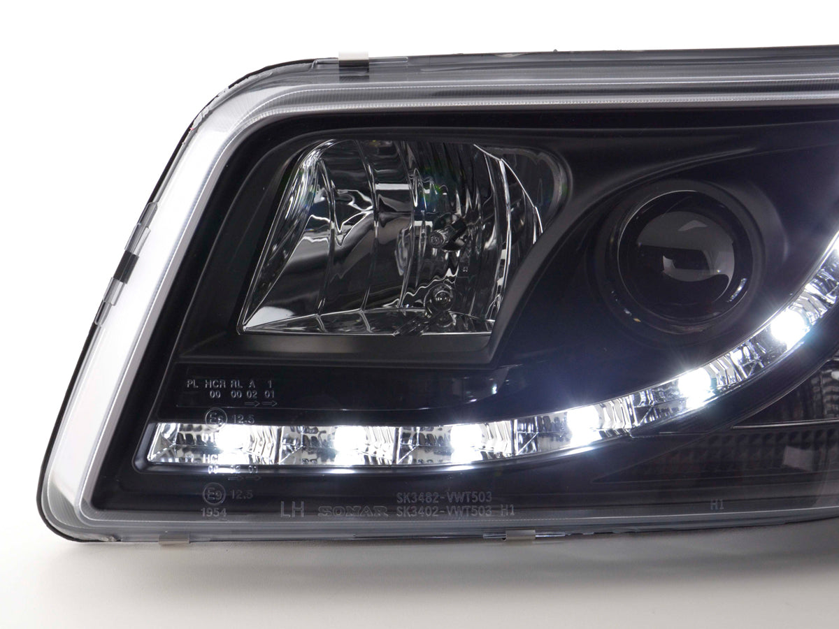 Scheinwerfer Set Daylight LED TFL-Optik VW Bus Typ T5 Bj. 03-09 schwarz