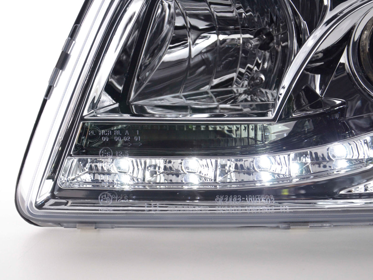 Scheinwerfer Set Daylight LED TFL-Optik VW Bus Typ T5 Bj. 03-09 chrom