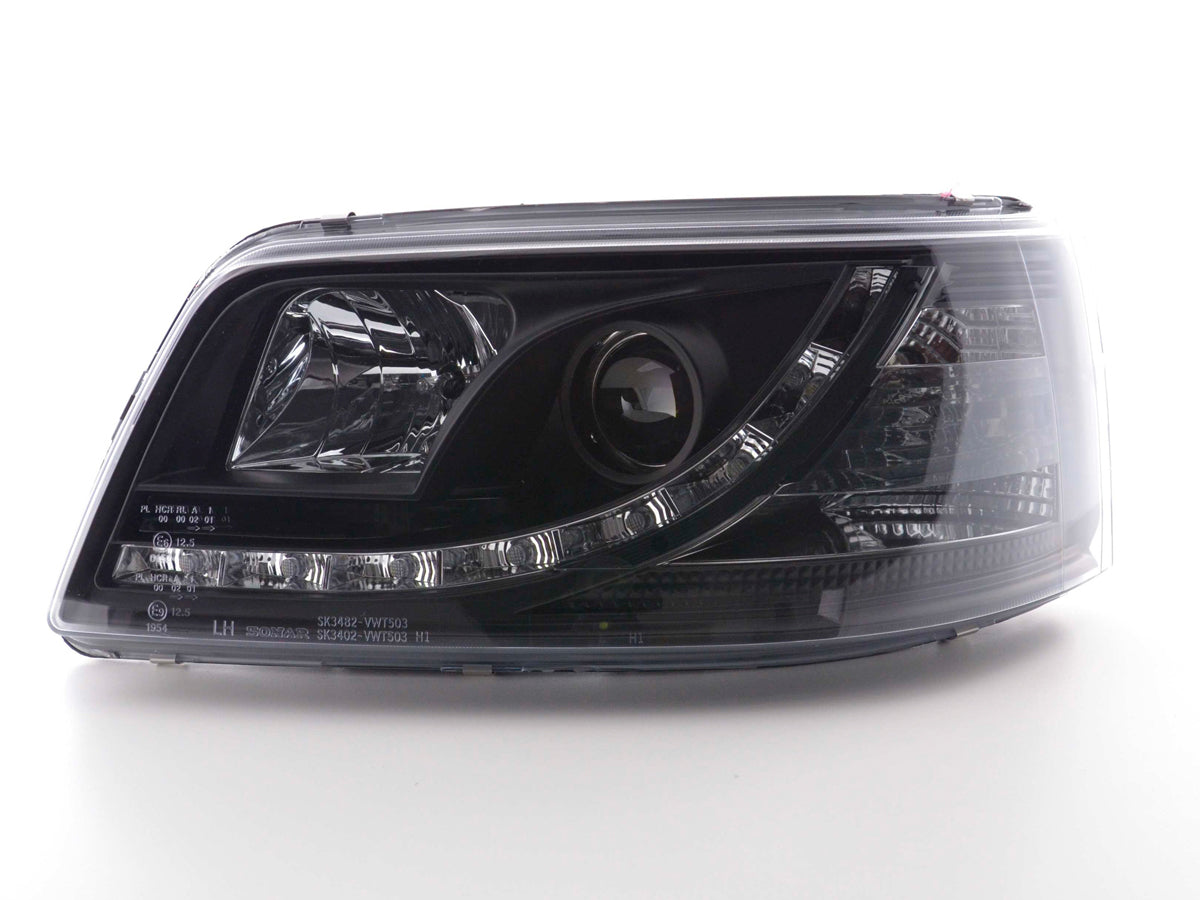 Scheinwerfer Set Daylight LED TFL-Optik VW Bus T5 Bj. 03-09 schwarz
