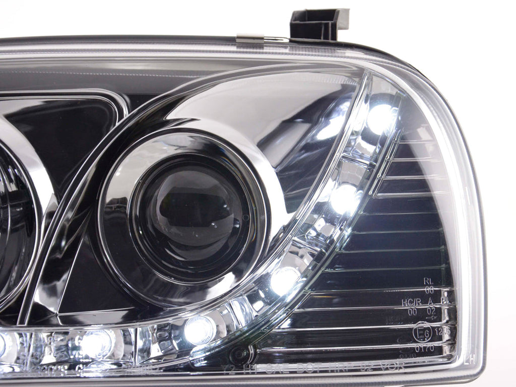 Scheinwerfer Set Daylight LED Tagfahrlicht VW Golf 3 Bj. 91-97 chrom –  Tuning King