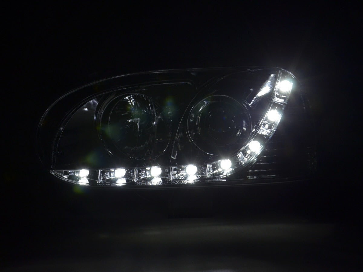 Scheinwerfer Set Daylight LED Tagfahrlicht VW Golf 3 Bj. 91-97 chrom für Rechtslenker