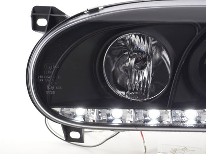 Scheinwerfer Set Daylight LED Tagfahrlicht VW Golf 3 Bj. 91-97 schwarz für Rechtslenker
