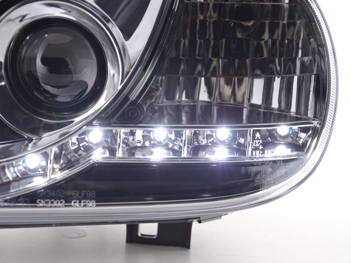 Scheinwerfer Set Daylight LED TFL-Optik VW Golf 4 Typ 1J Bj. 98-03 chrom