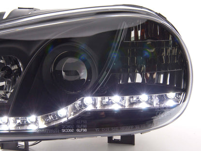 Scheinwerfer Set Daylight LED TFL-Optik VW Golf 4 Typ 1J Bj. 98-03 schwarz