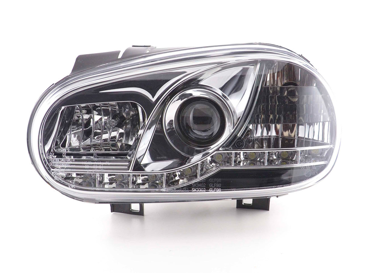 Scheinwerfer Set Daylight LED Tagfahrlicht VW Golf 4 Bj. 97-03 chrom