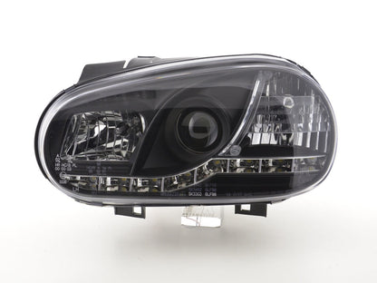Scheinwerfer Set Daylight LED TFL-Optik VW Golf 4 Typ 1J Bj. 98-03 schwarz für Rechtslenker