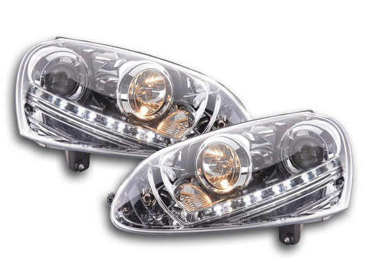 Scheinwerfer Set Daylight LED TFL-Optik VW Golf 5 Typ 1K Bj. 03-08 chrom
