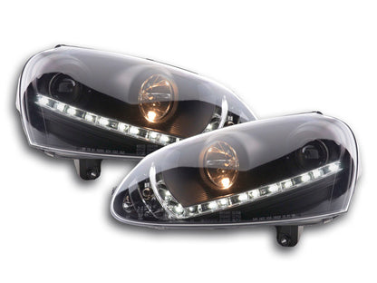 Tagfahrlicht Scheinwerfer Daylight VW Golf 5 Bj. 03-08 schwarz