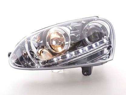 Scheinwerfer Set Daylight LED TFL-Optik VW Golf 5 Bj. 03-08 chrom