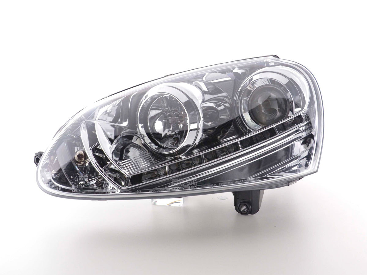 Scheinwerfer Set Daylight LED TFL-Optik VW Golf 5 Bj. 03-08 chrom