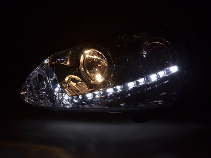 Scheinwerfer Set Daylight LED Tagfahrlicht VW Golf 5 Typ 1K Bj. 03-08 chrom für Rechtslenker