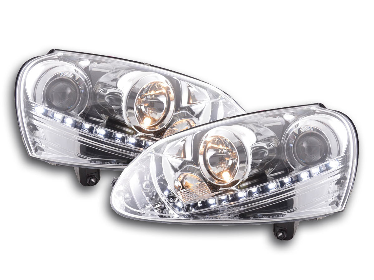 Scheinwerfer Set Daylight LED Tagfahrlicht VW Golf 5 Typ 1K Bj. 03-08 chrom für Rechtslenker
