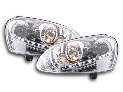 Scheinwerfer Set Daylight LED Tagfahrlicht VW Golf 5 Typ 1K Bj. 03-08 chrom für Rechtslenker