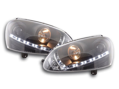 Scheinwerfer Set Daylight LED Tagfahrlicht VW Golf 5 Typ 1K Bj. 03-08 schwarz für Rechtslenker
