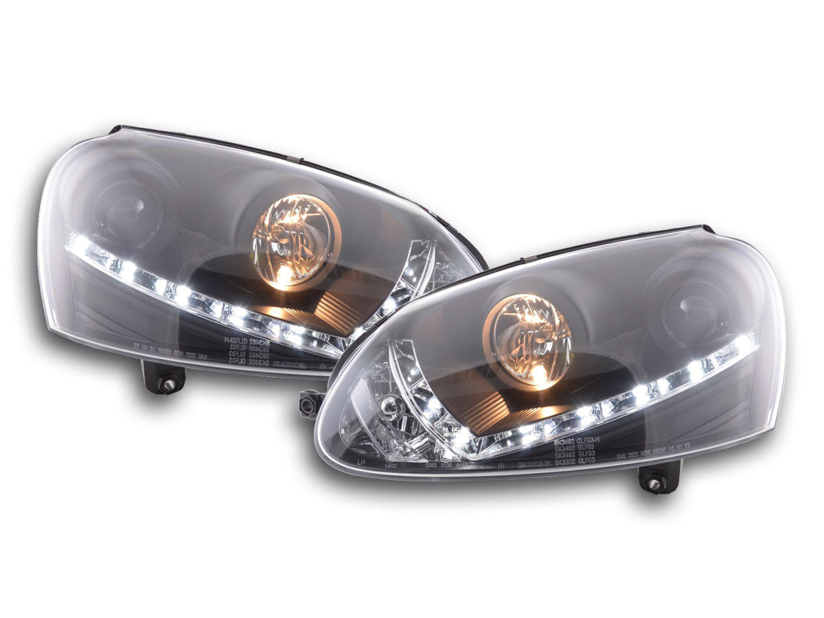 Scheinwerfer Set Daylight LED Tagfahrlicht VW Golf 5 Typ 1K Bj. 03-08 schwarz für Rechtslenker