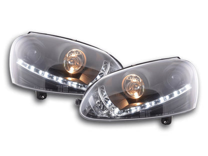 Scheinwerfer Set Daylight LED Tagfahrlicht VW Golf 5 Typ 1K Bj. 03-08 schwarz für Rechtslenker