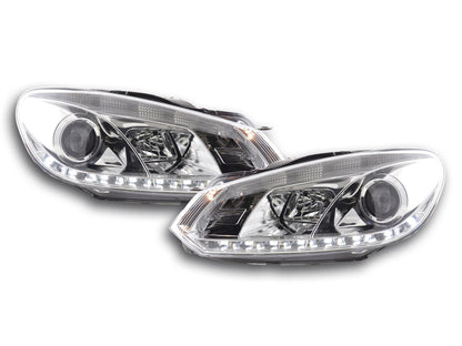Scheinwerfer Set Daylight LED Tagfahrlicht VW Golf 6 Typ 1K Bj. 08- chrom für Rechtslenker