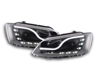 Scheinwerfer Set Daylight LED Tagfahrlicht VW Jetta 6 Bj. ab 2011 schwarz