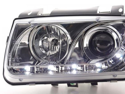 Scheinwerfer Set Daylight LED TFL-Optik VW Polo Typ 6N  94-99 chrom