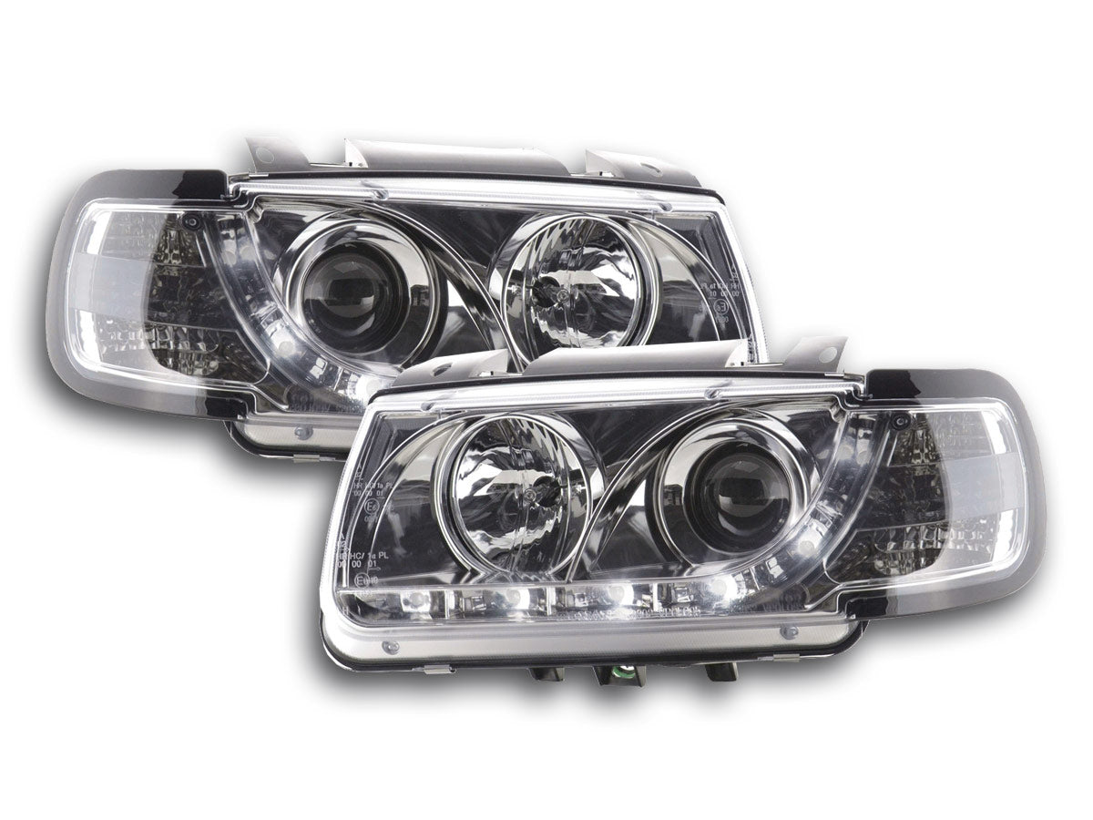 Scheinwerfer Set Daylight LED TFL-Optik VW Polo Typ 6N  94-99 chrom