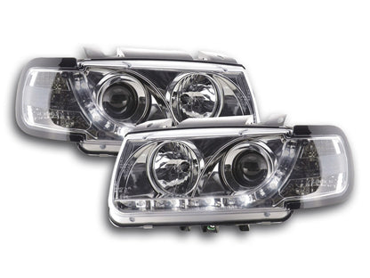 Scheinwerfer Set Daylight LED TFL-Optik VW Polo Typ 6N  94-99 chrom
