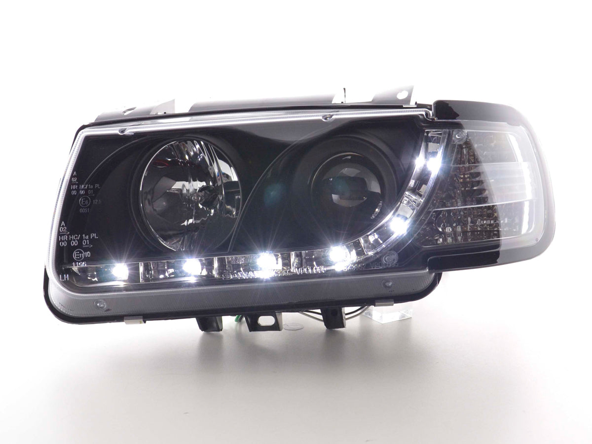 Scheinwerfer Set Daylight LED TFL-Optik VW Polo Typ 6N Bj. 94-99 schwarz