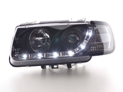 Scheinwerfer Set Daylight LED TFL-Optik VW Polo Typ 6N Bj. 94-99 schwarz