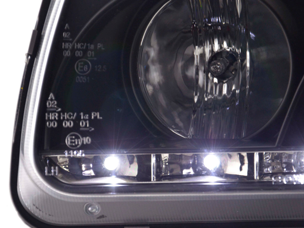 Scheinwerfer Set Daylight LED TFL-Optik VW Polo Typ 6N Bj. 94-99 schwarz