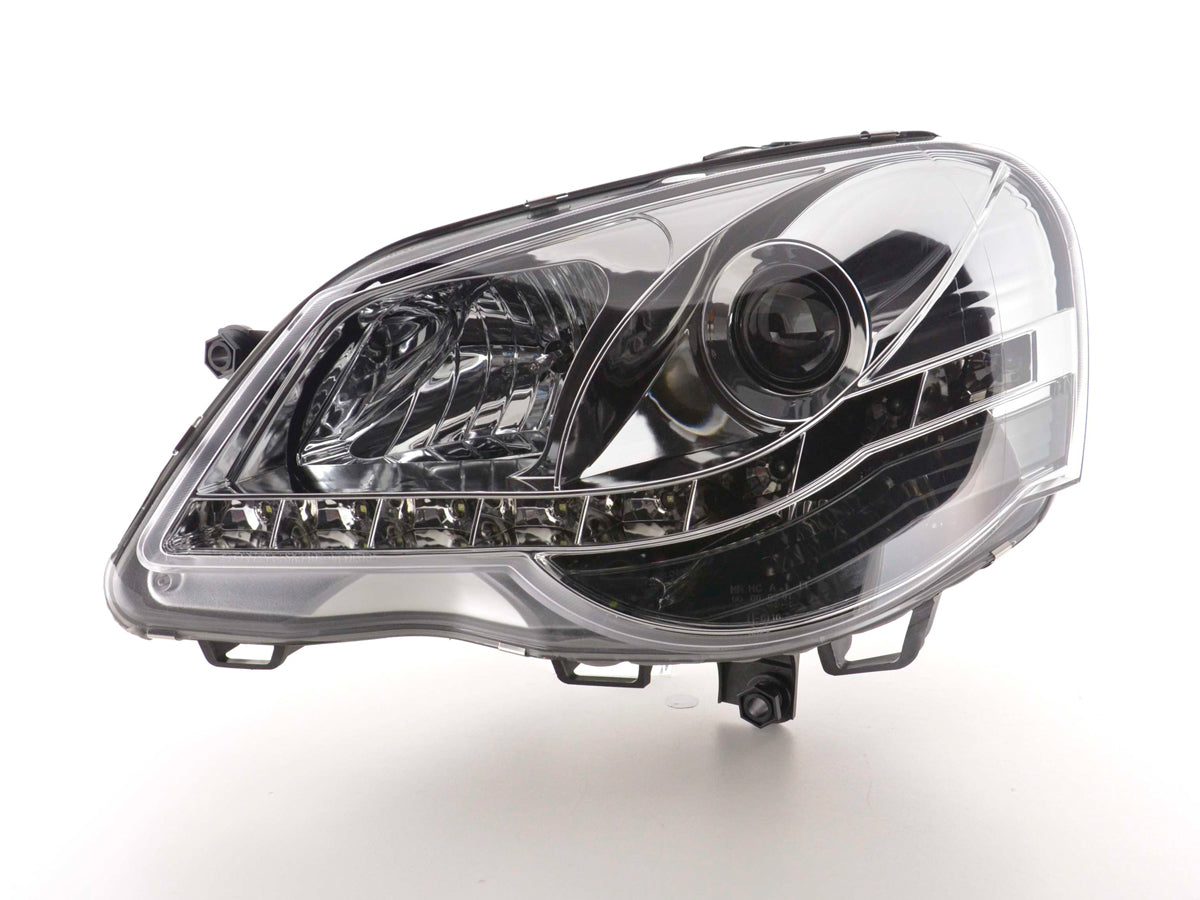 Scheinwerfer Set Daylight LED TFL-Optik VW Polo Typ 9N3  05-09 chrom