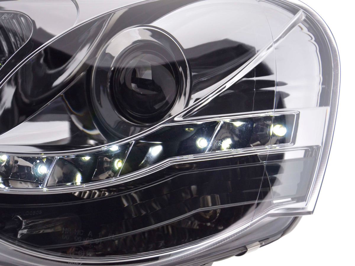 Scheinwerfer Set Daylight LED TFL-Optik VW Polo Typ 9N3  05-09 chrom