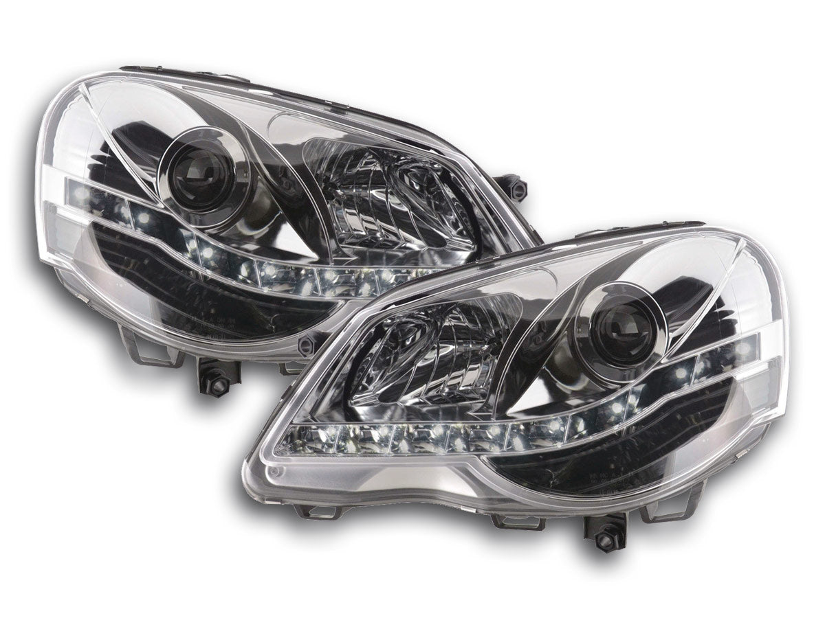 Scheinwerfer Set Daylight LED TFL-Optik VW Polo Typ 9N3  05-09 chrom