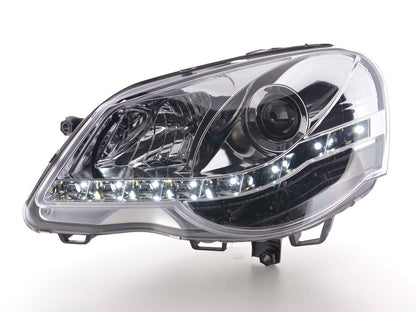 Scheinwerfer Set Daylight LED TFL-Optik VW Polo Typ 9N3 Bj. 05-09 chrom