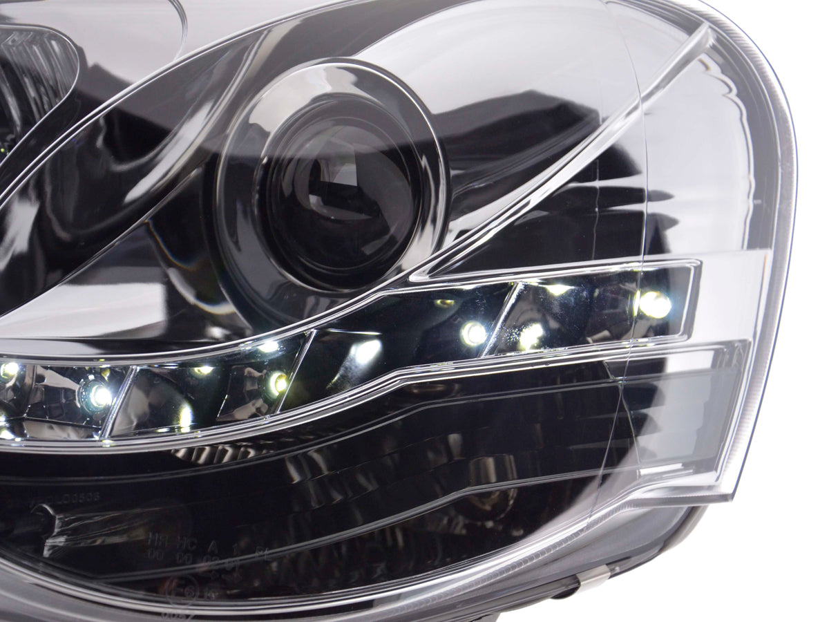 Scheinwerfer Set Daylight LED TFL-Optik VW Polo Typ 9N3 Bj. 05-09 chrom