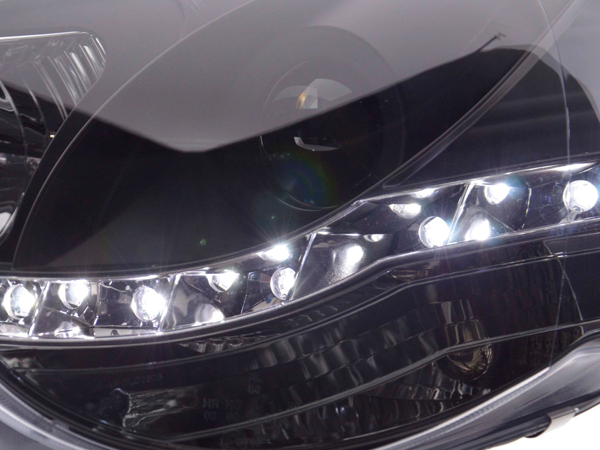 Scheinwerfer Set Daylight LED TFL-Optik VW Polo Typ 9N3 Bj. 05-09 schwarz