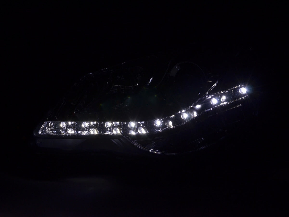 Scheinwerfer Set Daylight LED TFL-Optik VW Polo Typ 9N3 Bj. 05-09 chrom für Rechtslenker