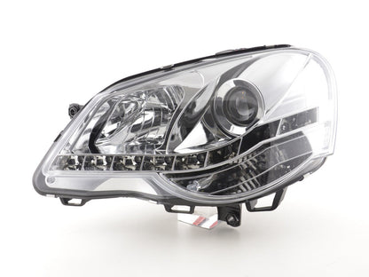 Scheinwerfer Set Daylight LED TFL-Optik VW Polo Typ 9N3 Bj. 05-09 chrom für Rechtslenker