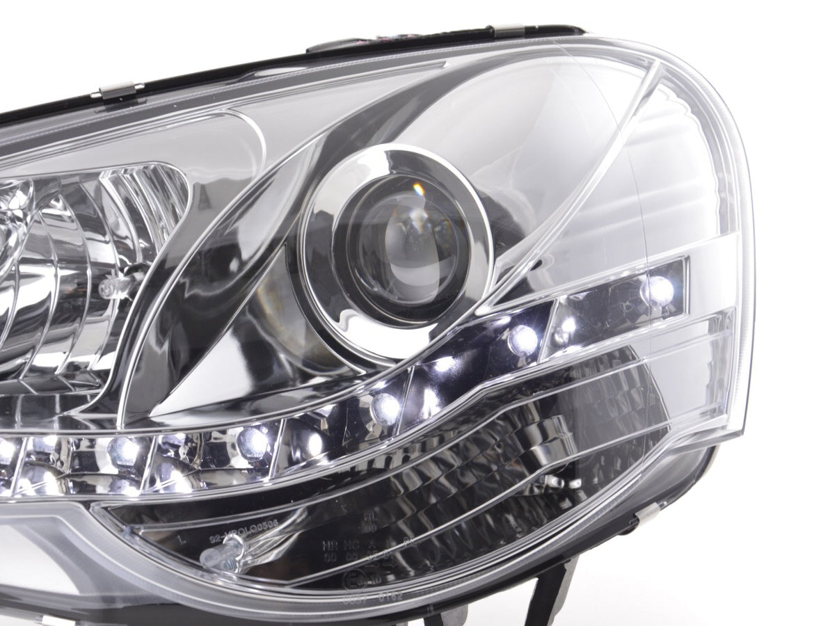 Scheinwerfer Set Daylight LED TFL-Optik VW Polo Typ 9N3 Bj. 05-09 chrom für Rechtslenker
