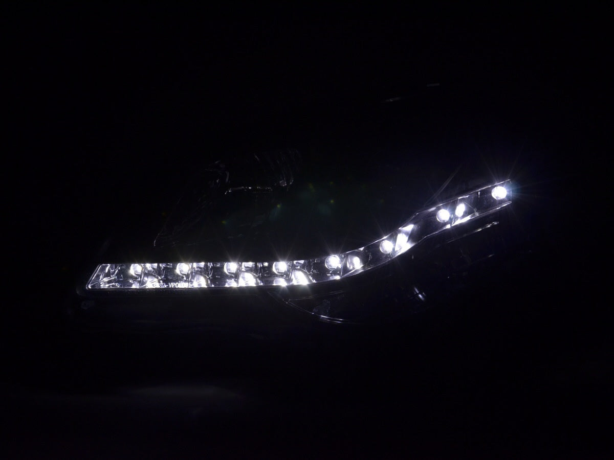 Scheinwerfer Set Daylight LED TFL-Optik VW Polo Typ 9N3 Bj. 05-09 schwarz für Rechtslenker