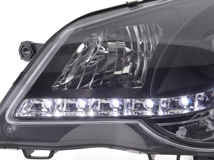 Scheinwerfer Set Daylight LED TFL-Optik VW Polo Typ 9N3 Bj. 05-09 schwarz für Rechtslenker