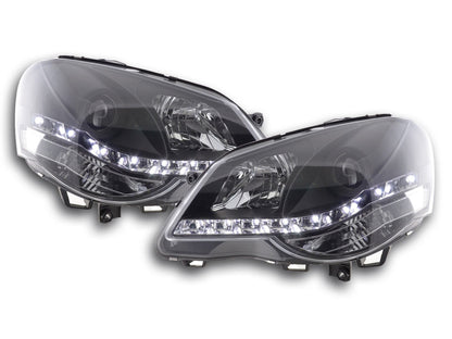 Scheinwerfer Set Daylight LED TFL-Optik VW Polo Typ 9N3 Bj. 05-09 schwarz für Rechtslenker