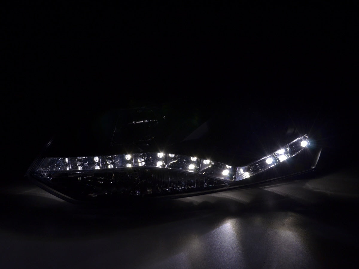 Scheinwerfer Set Daylight LED TFL-Optik VW Polo Typ 6R Bj. 2010- schwarz für Rechtslenker