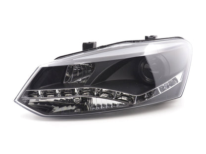 Scheinwerfer Set Daylight LED TFL-Optik VW Polo Typ 6R Bj. 2010- schwarz für Rechtslenker