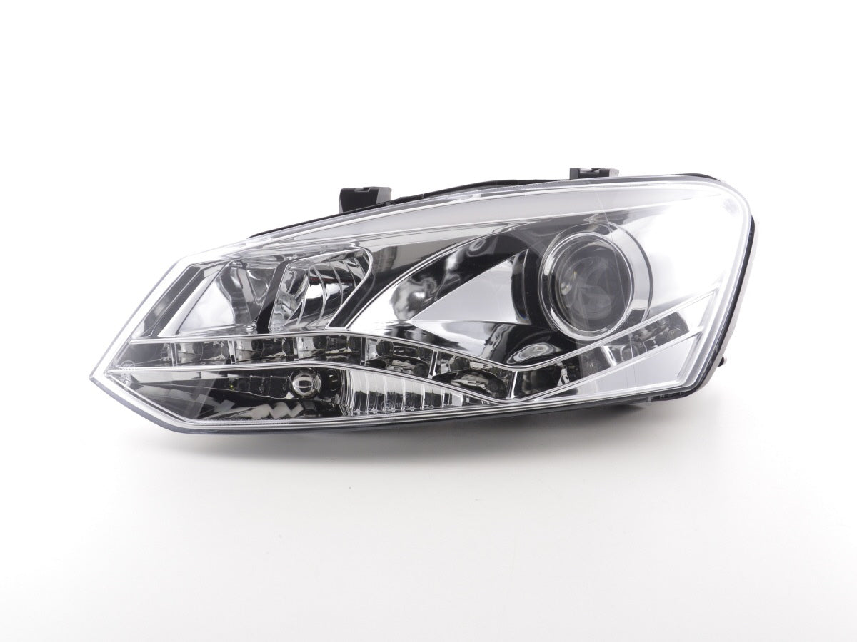 Scheinwerfer Set Daylight LED Tagfahrlicht VW Polo 6R Bj. 09- chrom für Rechtslenker