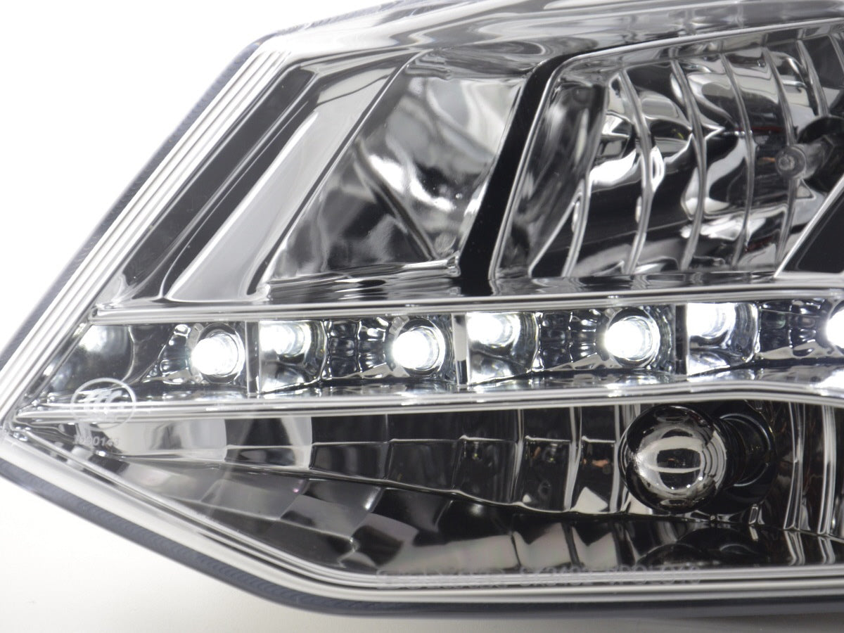 Scheinwerfer Set Daylight LED Tagfahrlicht VW Polo 6R Bj. 09- chrom für Rechtslenker