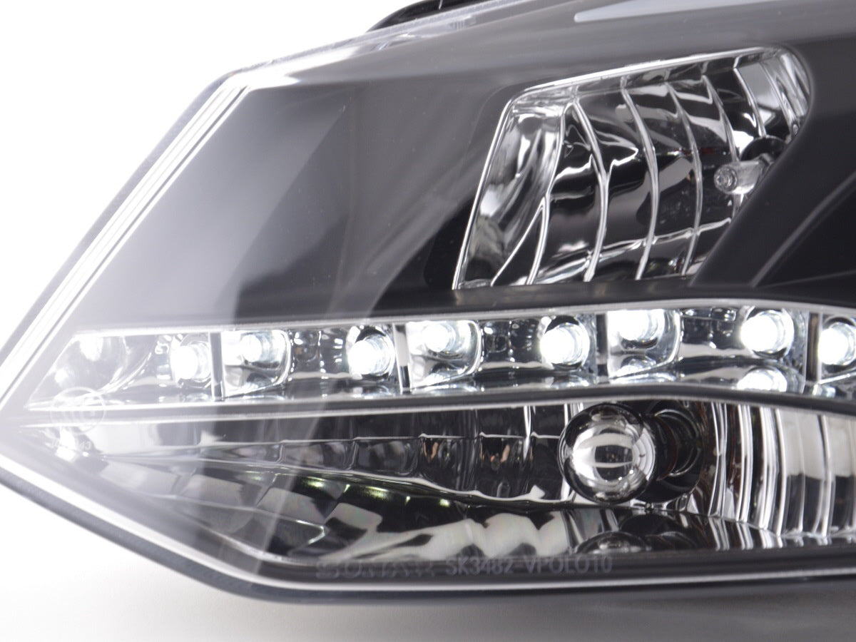 Scheinwerfer Set Daylight LED Tagfahrlicht VW Polo 6R Bj. 09- schwarz für Rechtslenker